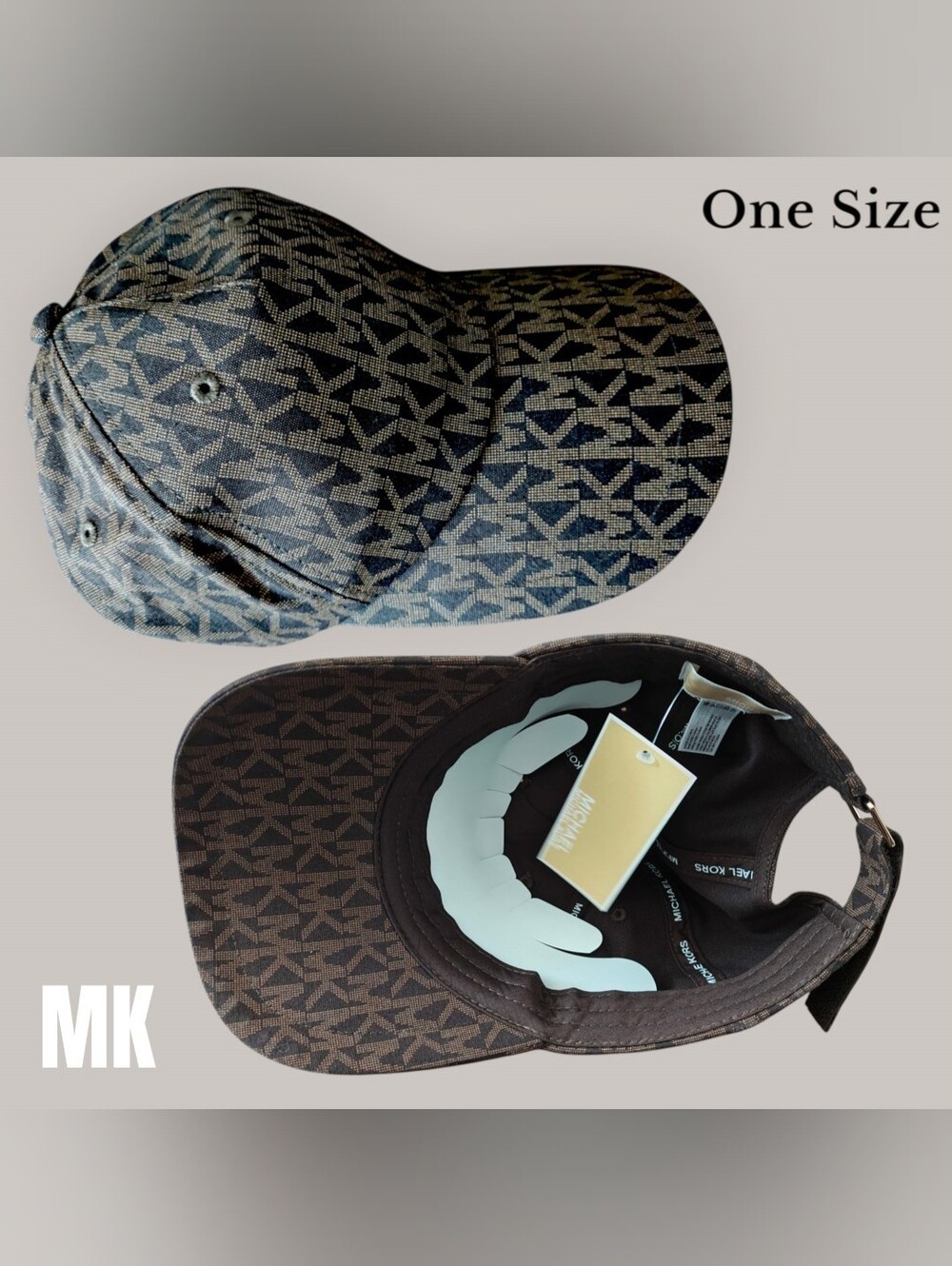 Michael Kors Dark Brown Monogram Logo Baseball Cap